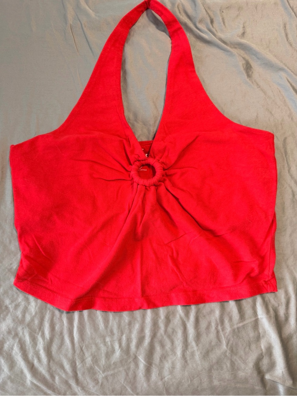 Hollister Women’s Bright Red Halter Crop Top with Ring Detail